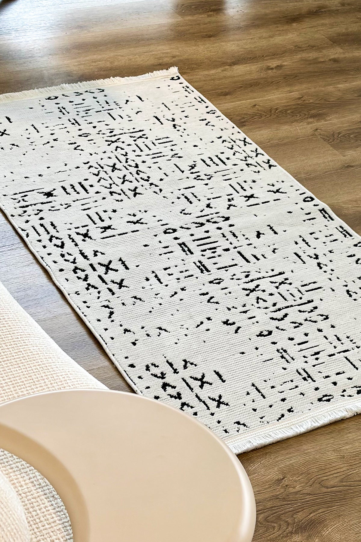 Şönil Serisi Beyaz Yıkanabilir Kilim