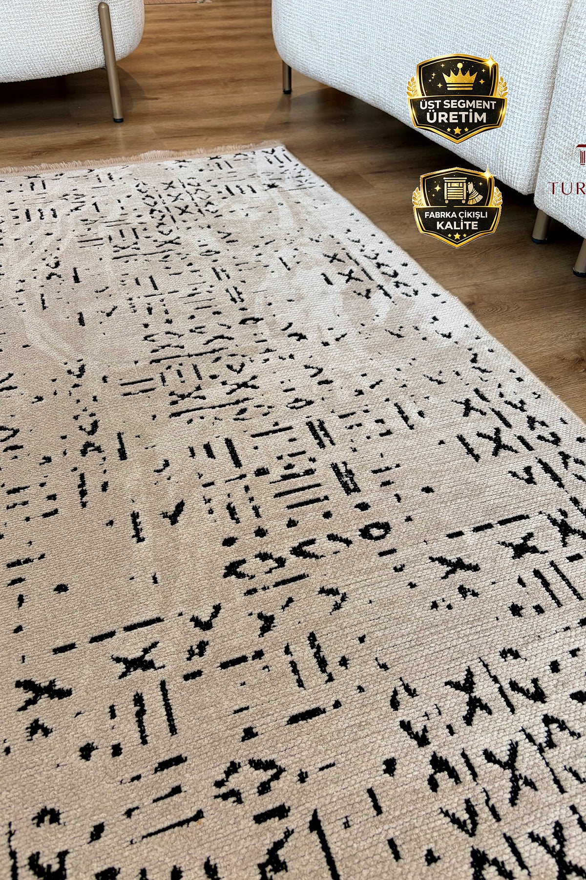 Şönil Serisi Krem Yıkanabilir Kilim
