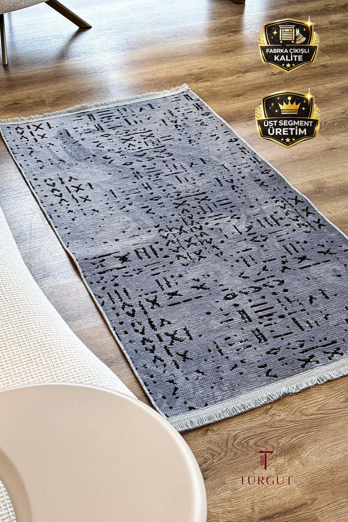 Şönil Serisi Antrasit Yıkanabilir Kilim