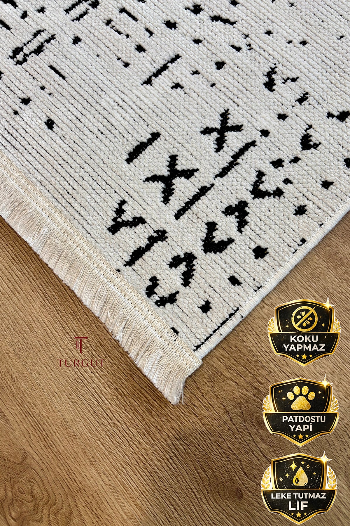 Şönil Serisi Beyaz Yıkanabilir Kilim