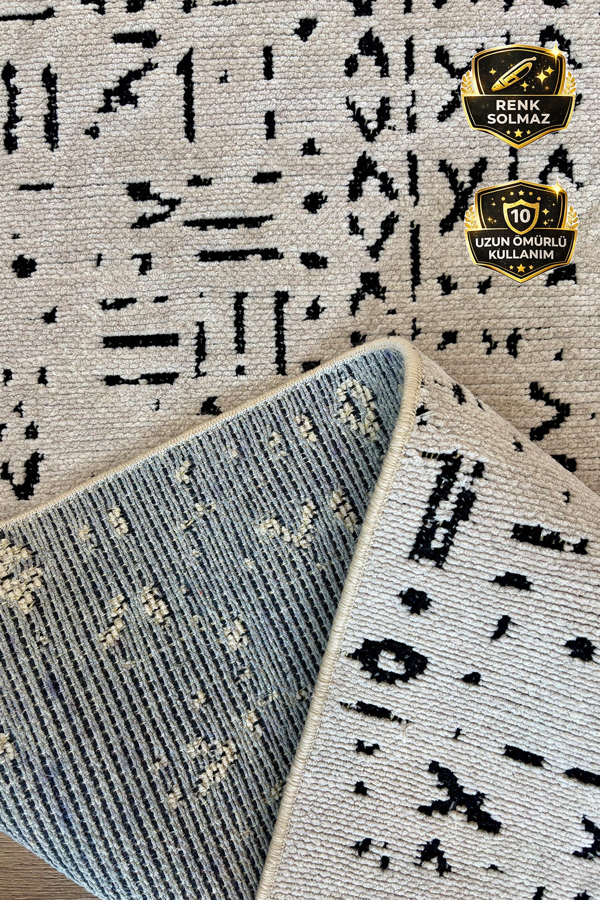Şönil Serisi Krem Yıkanabilir Kilim