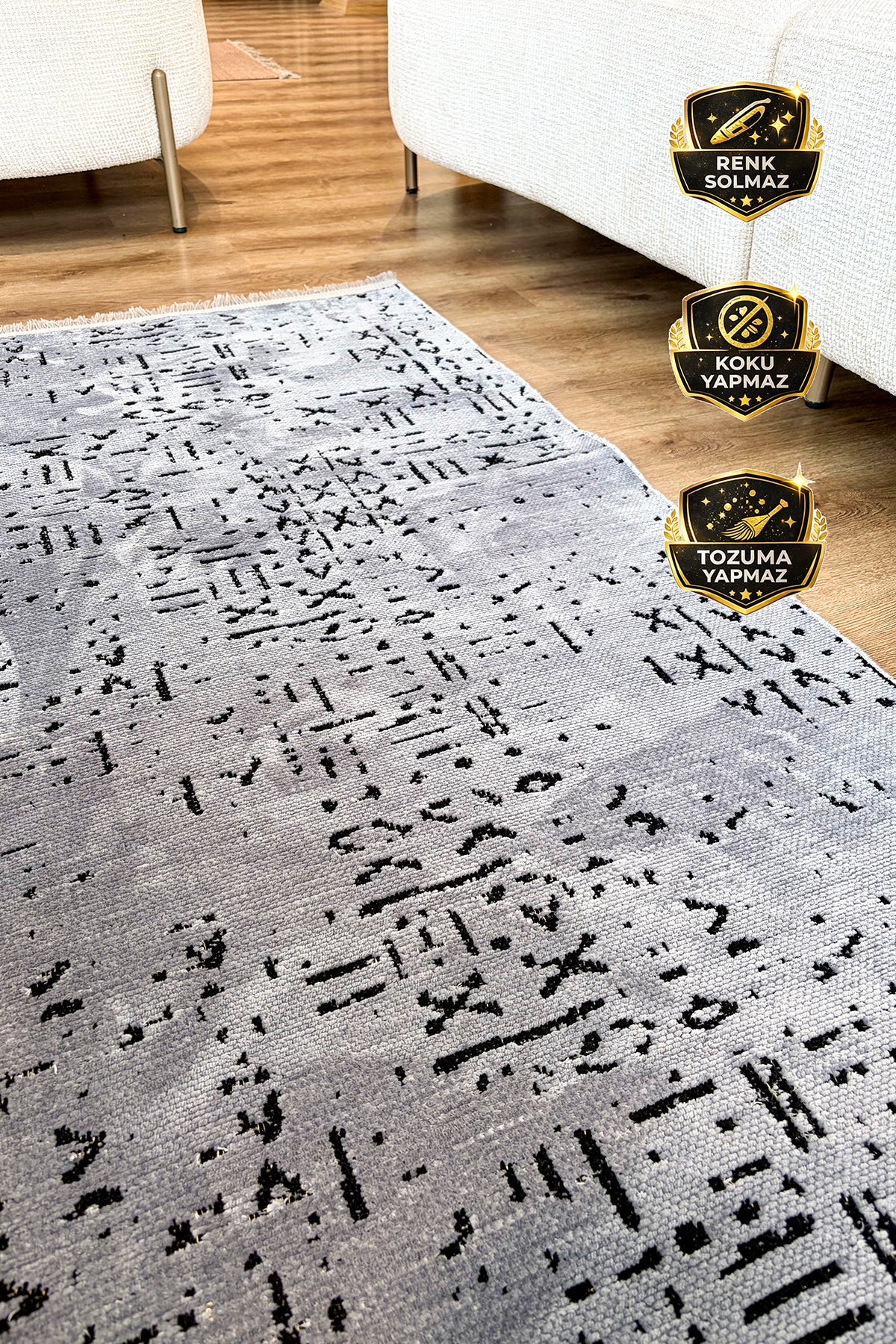 Şönil Serisi Antrasit Yıkanabilir Kilim