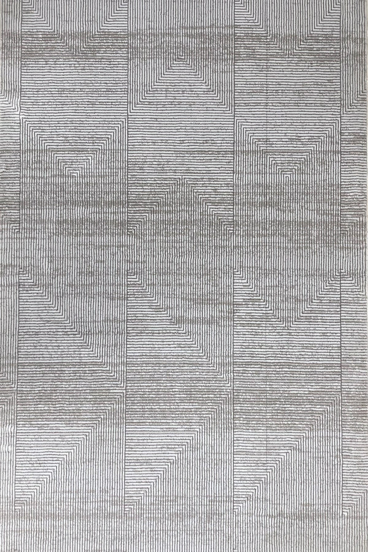 İnce Bambu Serisi Gri Geometrik Desenli Halı