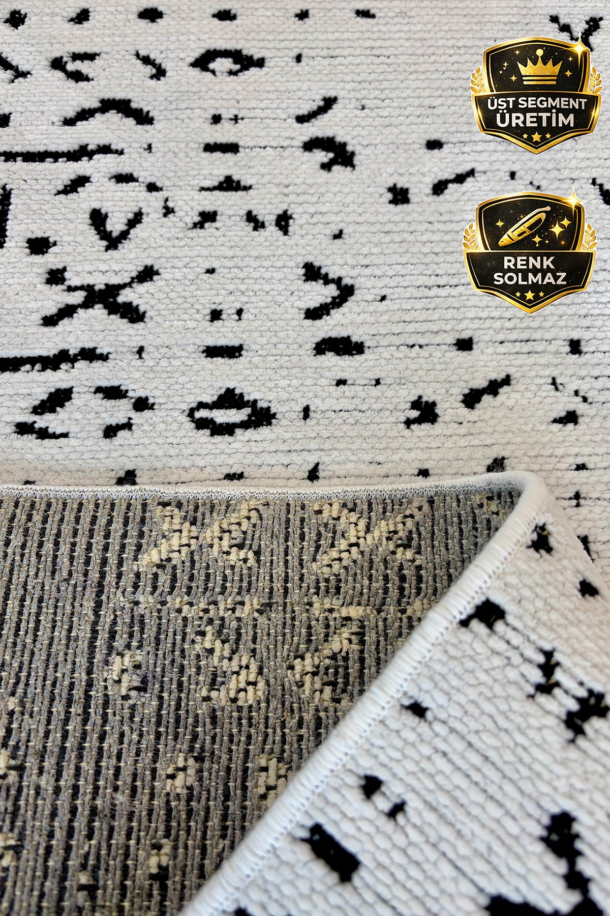 Şönil Serisi Beyaz Yıkanabilir Kilim