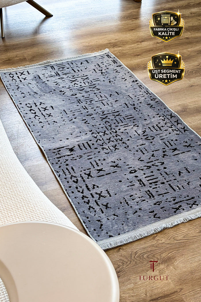 Şönil Serisi Antrasit Yıkanabilir Kilim