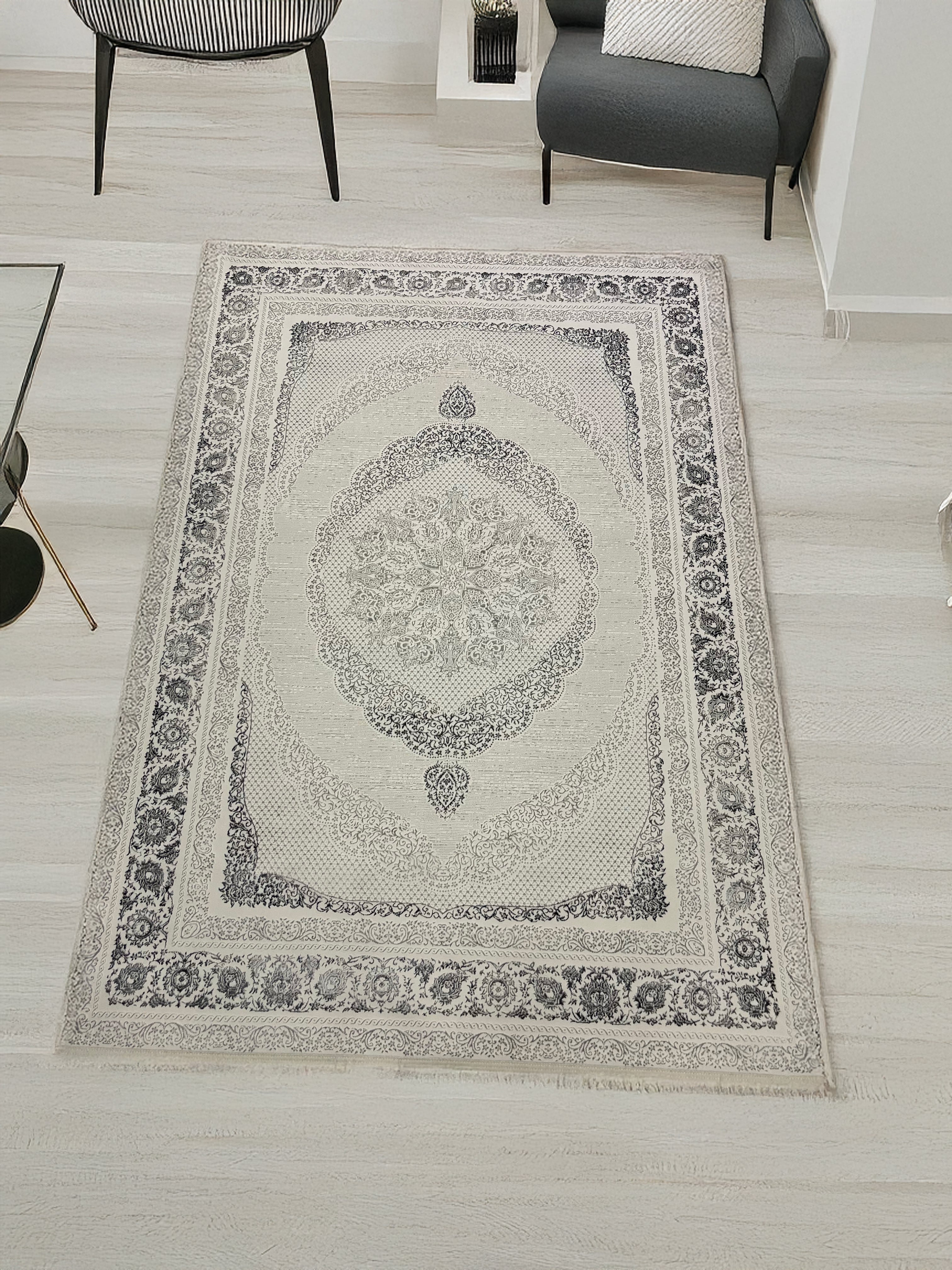 Enternal Gri Salon Halısı Özel Dokuma Parlak Leke Tutmaz Silinebilir