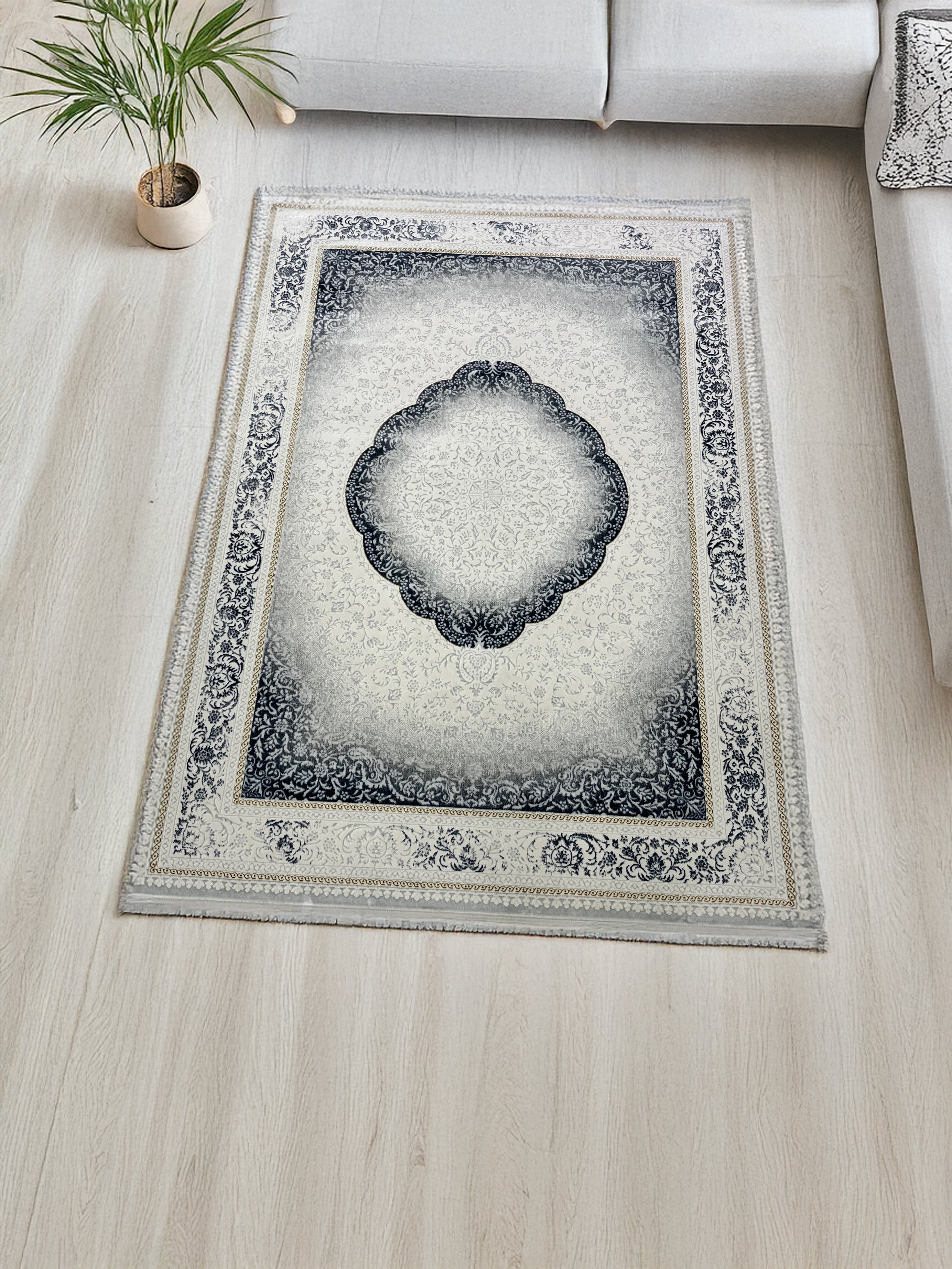 Enternal Gri Salon Halısı Özel Dokuma Parlak Leke Tutmaz Silinebilir