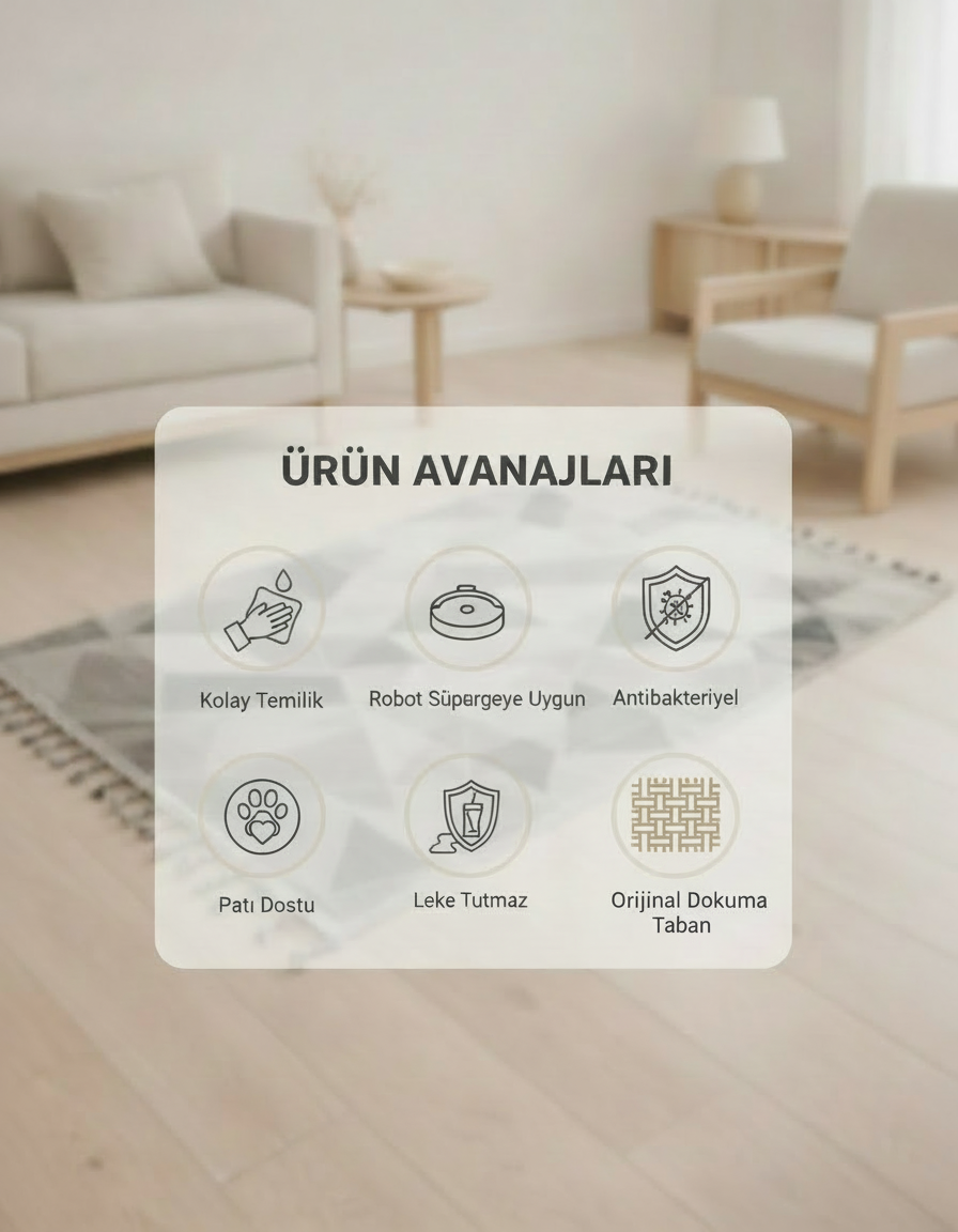 Veranda Gri Jüt Görünüm Sisal Halı Leke Tutmaz Sade Hasır Dokuma İskandinav Salon Mutfak Halısı