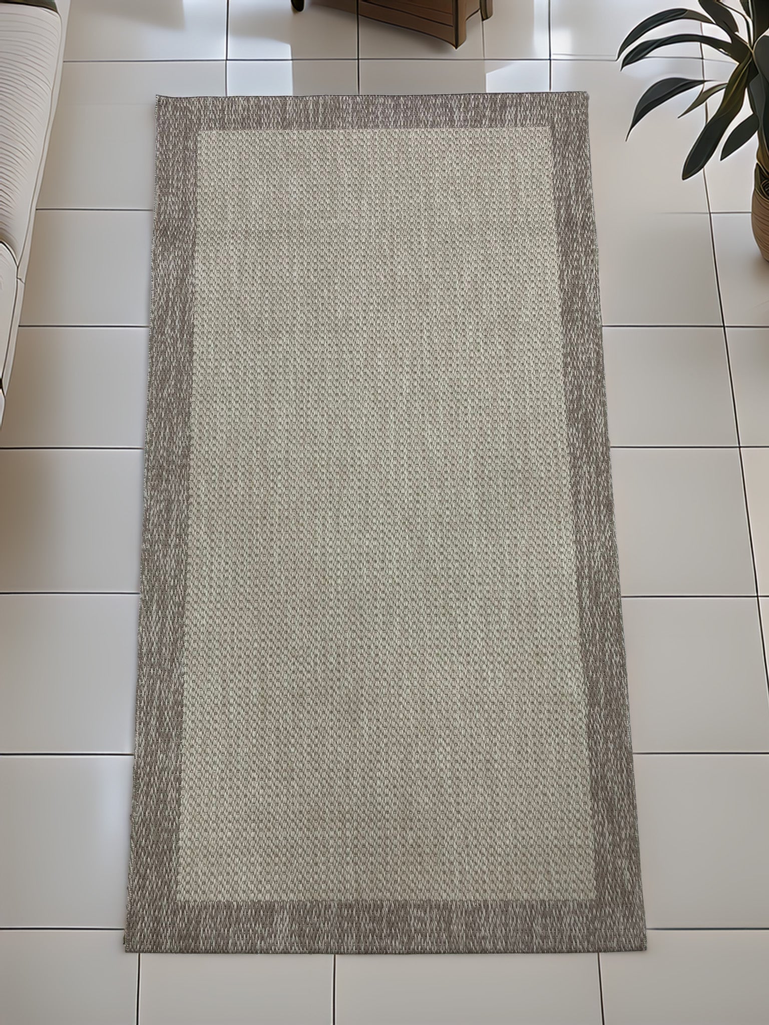 Halı Sisal Dokuma Leke Tutmaz Silinebilir Kaymaz Taban Hasır Doku Salon Mutfak - Bej & Krem