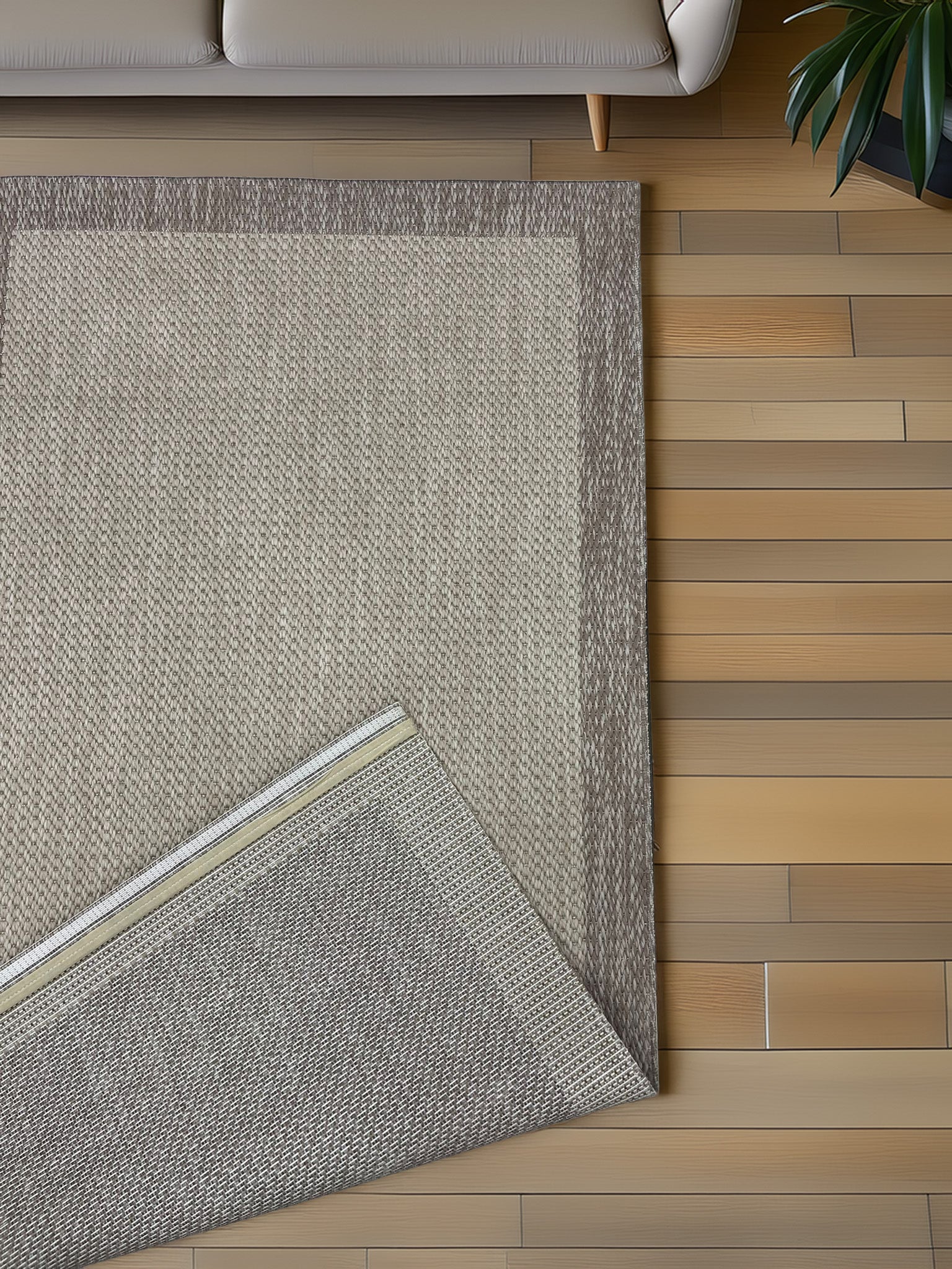 Halı Sisal Dokuma Leke Tutmaz Silinebilir Kaymaz Taban Hasır Doku Salon Mutfak - Bej & Krem