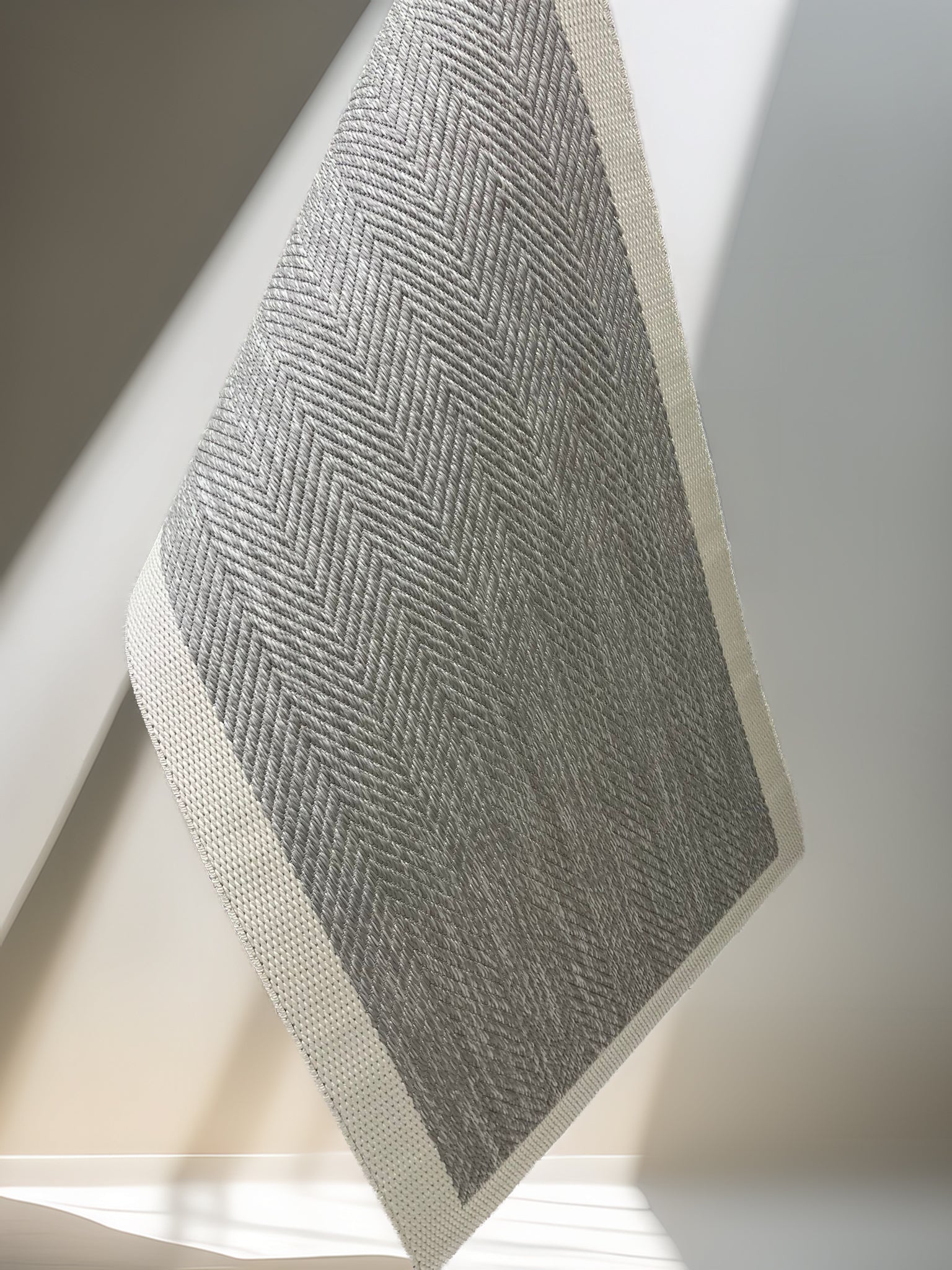 Halı Sisal Dokuma Leke Tutmaz Silinebilir Kaymaz Taban Hasır Doku Salon Mutfak - Gri & Krem